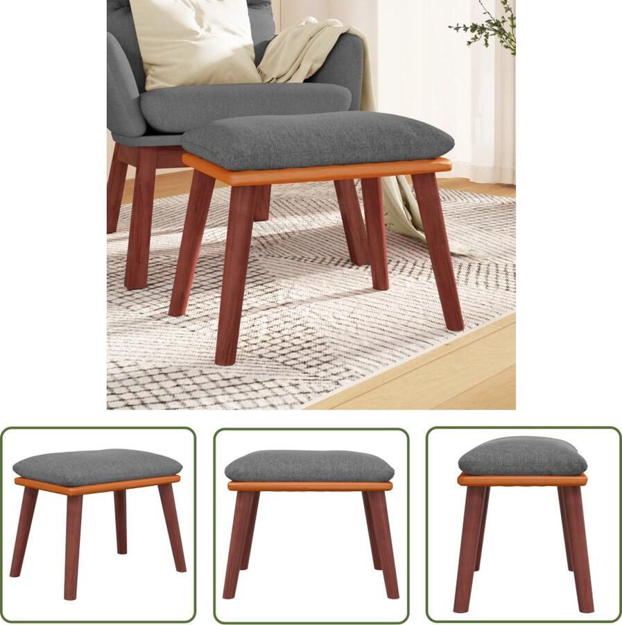 The Living Store Voetenbank Modern Meubel 45 x 29.5 x 35 cm Lichtgrijs Voetenbank Voetenbankje Relaxstoel Stoel Lounge Meubilair