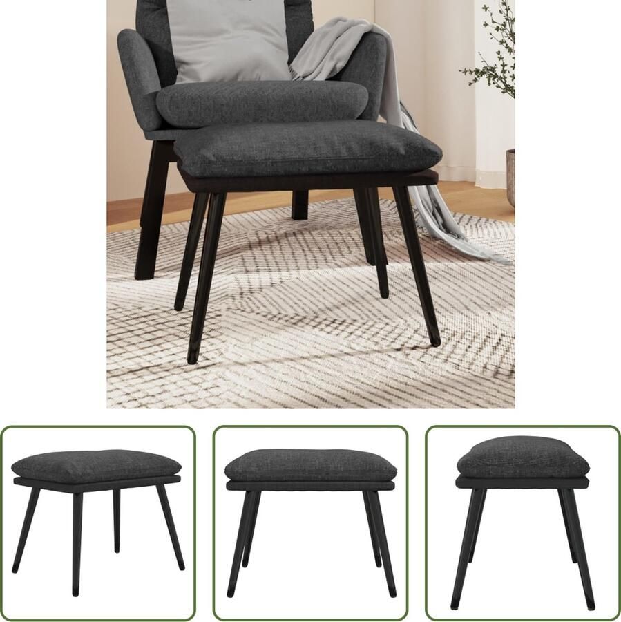 The Living Store Voetenbank Modern Tintje Interieur Meubel 45 x 29.5 x 35 cm Donkergrijs