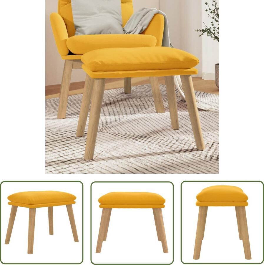 The Living Store Voetenbank Mosterdgeel 45 x 29.5 x 35 cm Fluweel
