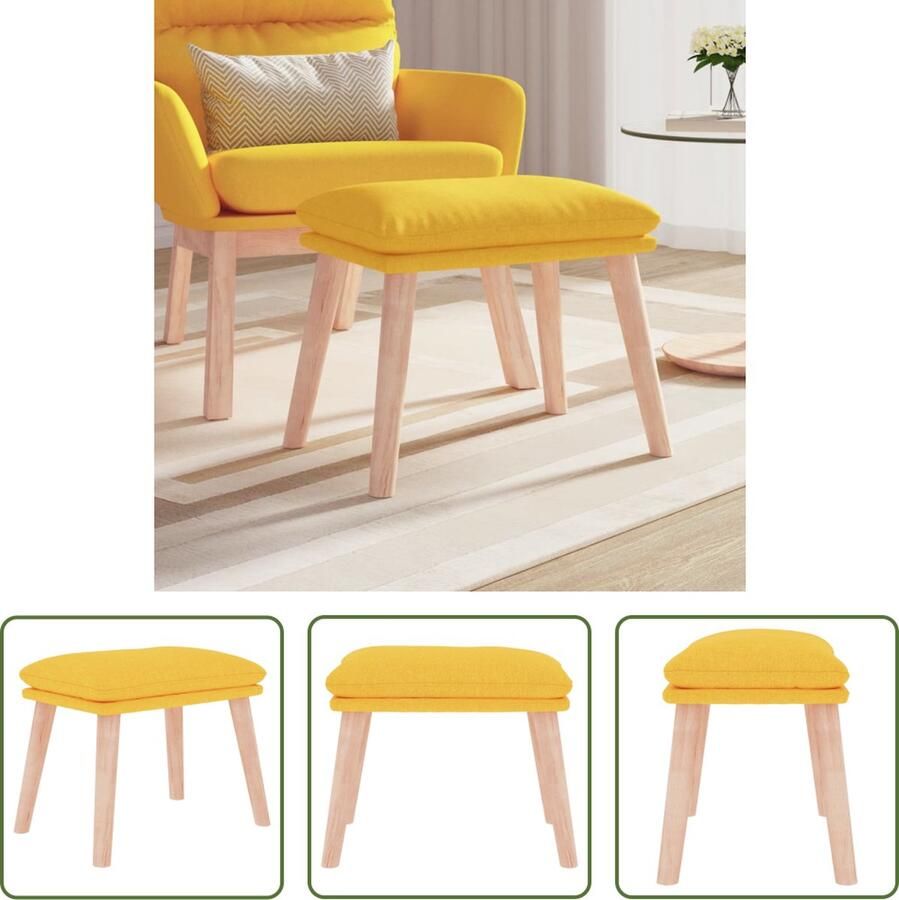 The Living Store Voetenbank Mosterdgeel 45 x 29.5 x 35 cm Houten poten
