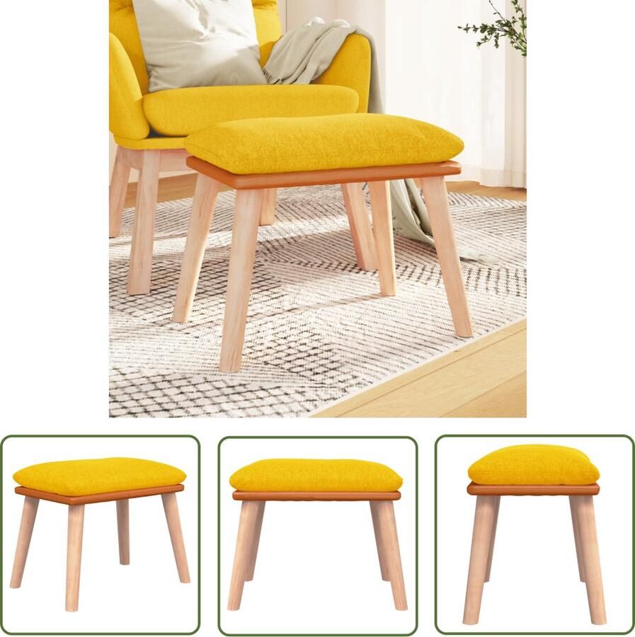The Living Store Voetenbank Mosterdgeel 45 x 29.5 x 35 cm Houten poten