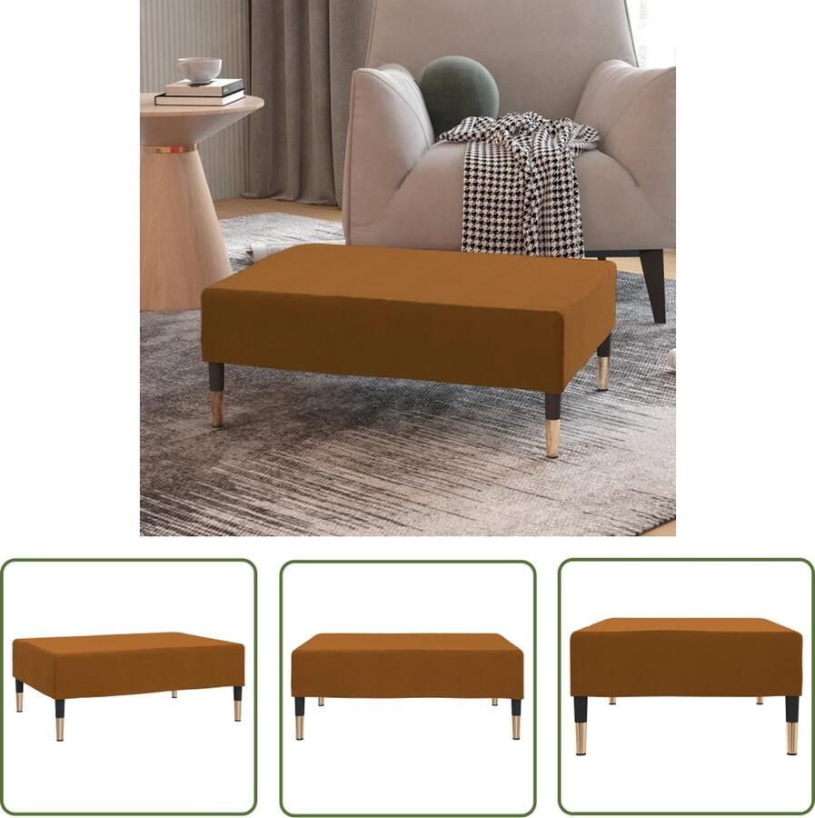 The Living Store Voetenbank Velvet Bruin 78 x 56 x 32 cm Montage vereist