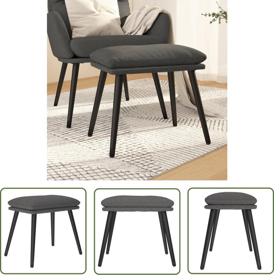 The Living Store Voetenbank 45x29-5x35 cm stof donkergrijs Voetenbankje