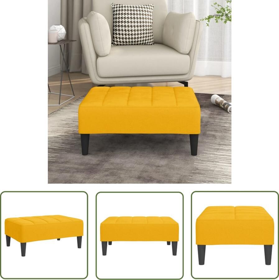 The Living Store Voetenbank Voetensteun Afmetingen- 78 x 56 x 32 cm Ken- Geel Fluweel