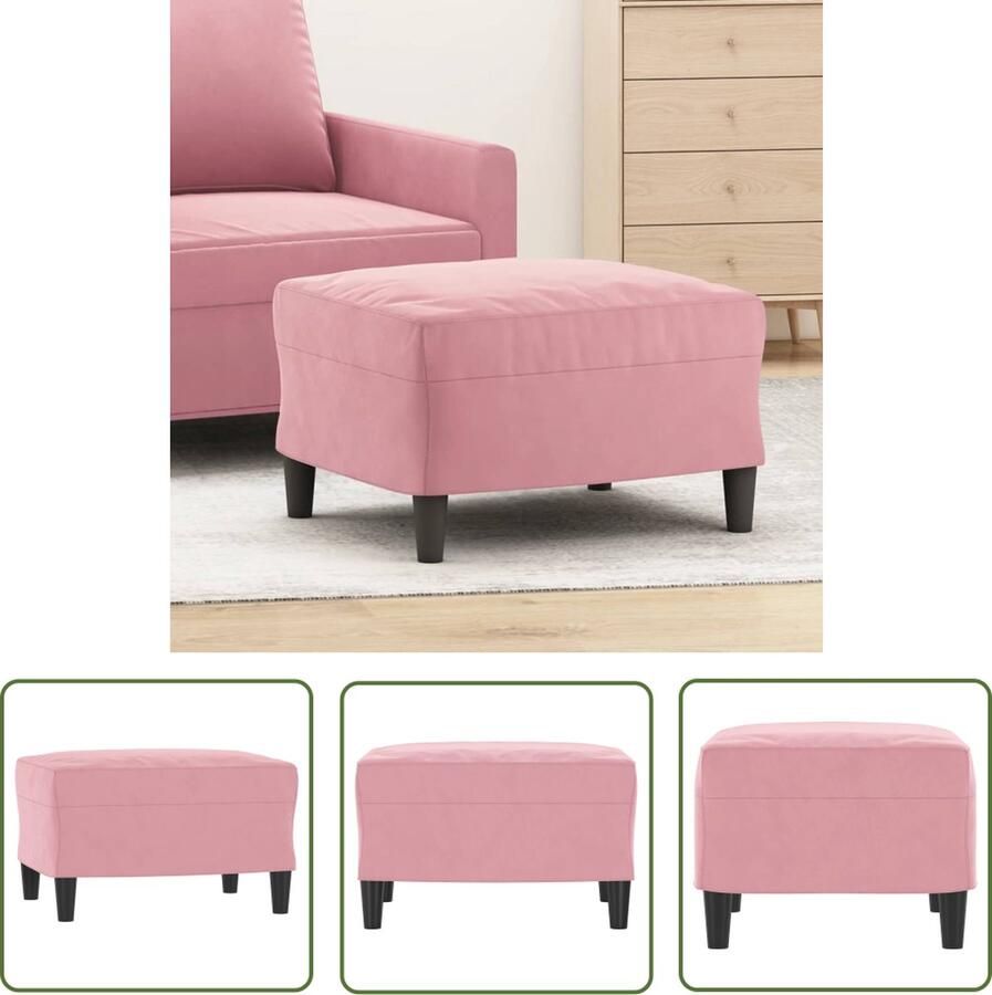 The Living Store Voetenbankje Roze Fluweel 60 x 50 x 41 cm Stabiel frame