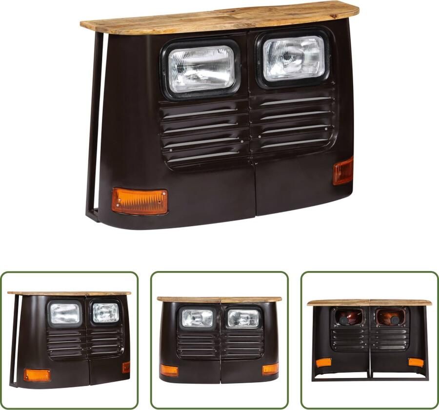 VidaXL Dressoir vrachtwagen massief mangohout donkergrijs Dressoir Industrieel Design Vintage Dressoir Mangohout Dressoir Dark Grey Furniture