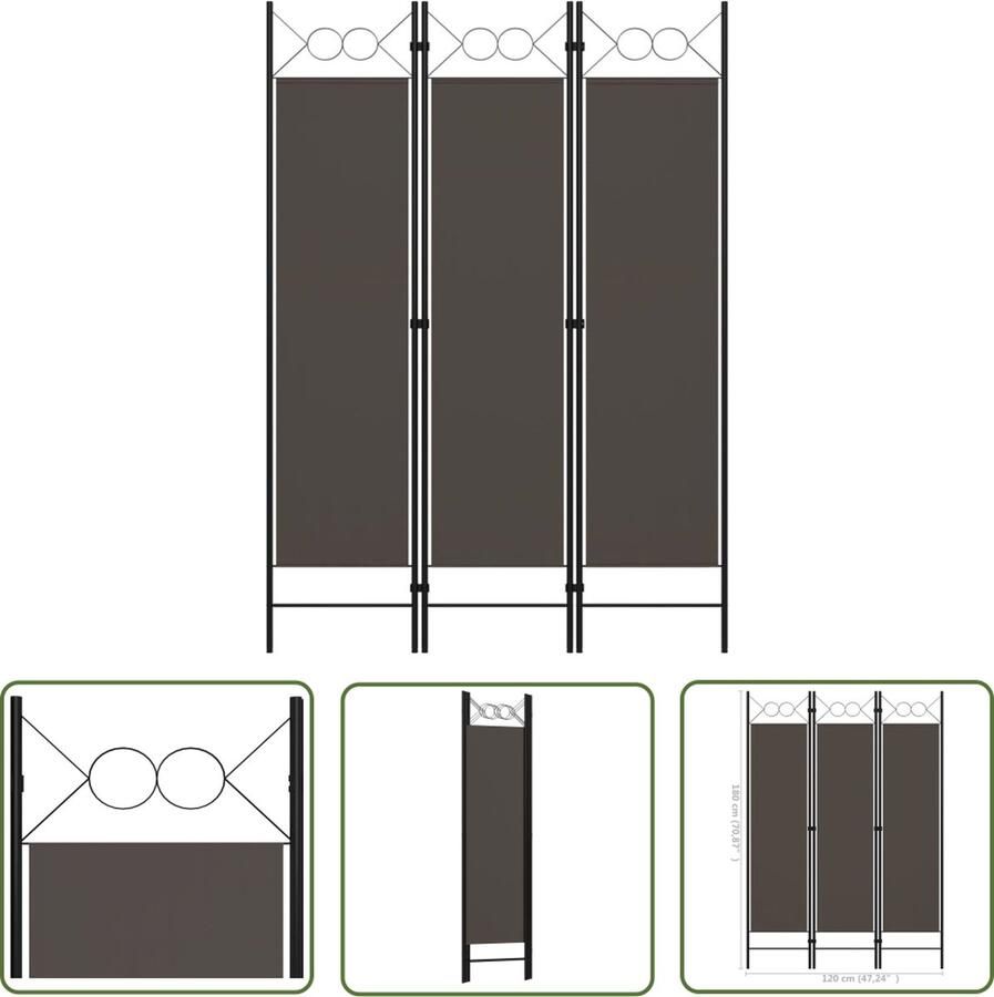 The Living Store Vrijstaande Ruimteverdeler 120x180cm Antraciet Kamerscherm Scheidingswand Paravent Privacy Screen Ruimteverdeler