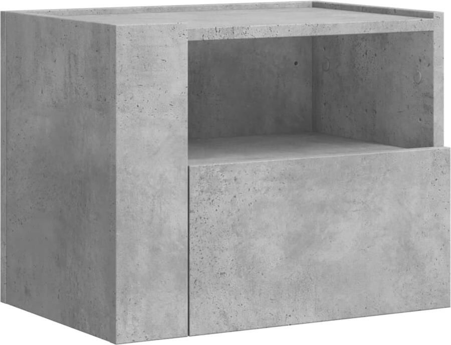 The Living Store Nachtkastje wandgemonteerd 45x30x35 cm betongrijs Wandgemonteerd Nachtkastje Wandgemonteerde Nachtkastjes Bijzettafel Wandkastje - Foto 3