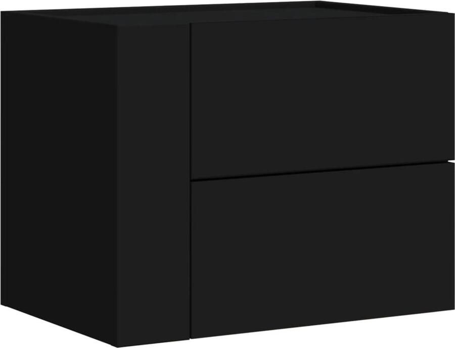 The Living Store Nachtkastje wandgemonteerd 45x30x35 cm zwart Wandgemonteerd Nachtkastje Wandgemonteerde Nachtkastjes Bijzettafel Wandkastje - Foto 2