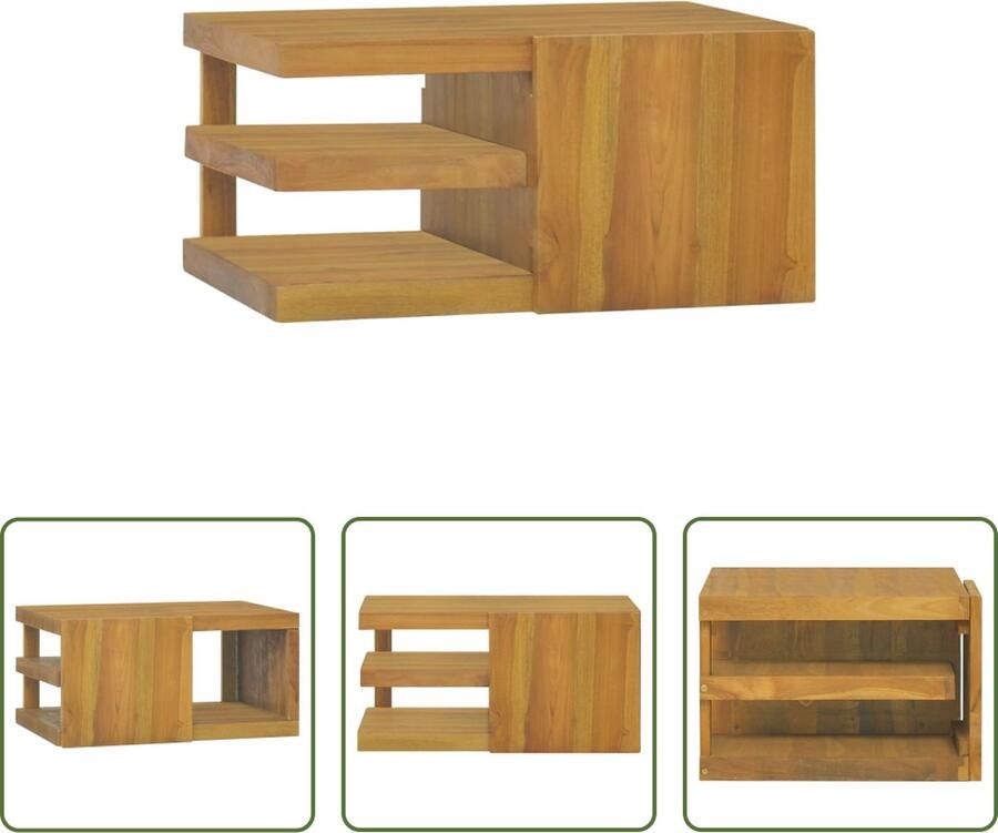 The Living Store Wandgemonteerde Badkaast 60x45x30 cm Massief Teakhout - Foto 2