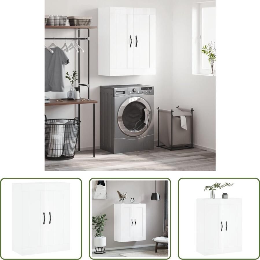 The Living Store Wandgemonteerde kast Elegance Opbergkast Afmeting- 69.5 x 34 x 90 cm Kleur- Hoogglans wit Ken- Stevig materiaal