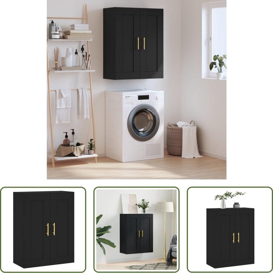 The Living Store Wandgemonteerde Kast Elegant Opbergkast 69.5 x 34 x 90 cm Ken- Zwarte kleur