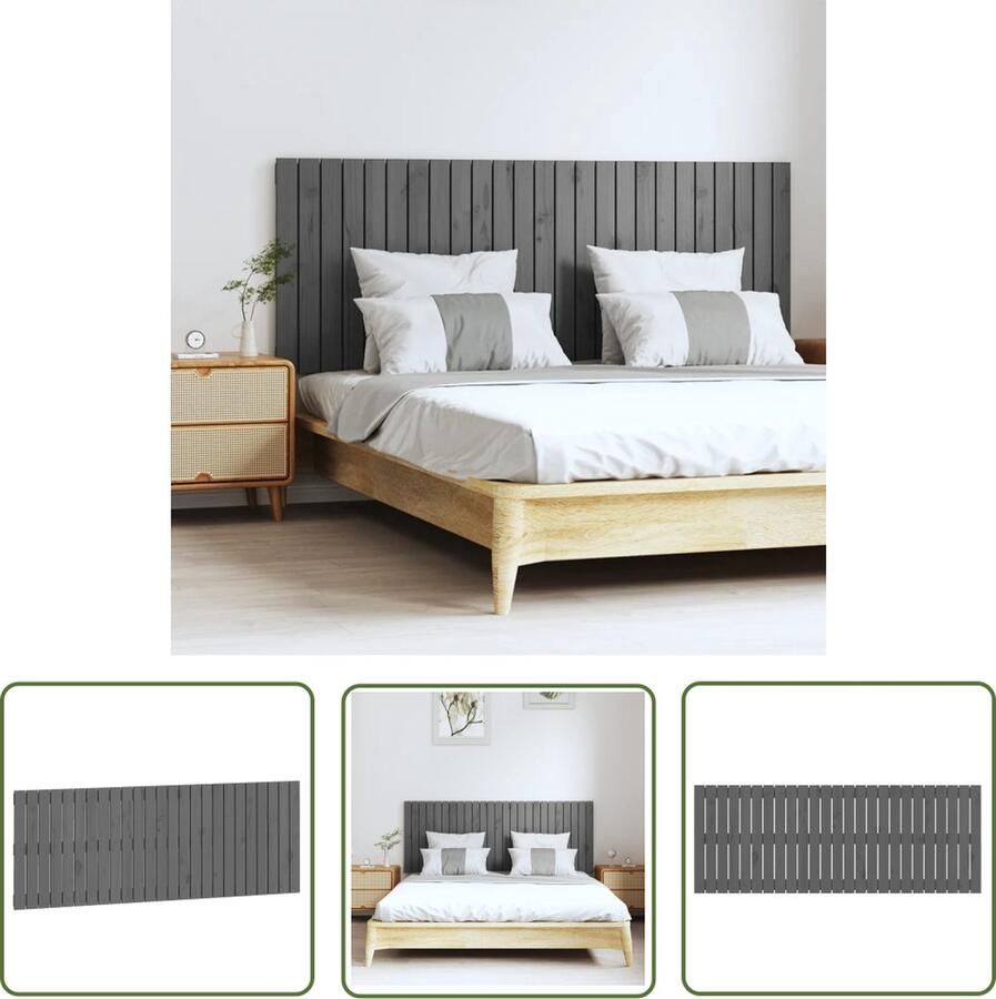 The Living Store Wandhoofdbord Massief Grenenhout Grijs 159.5 x 3 x 60 cm Klassiek design Wandhoofdbord Hoofdbord Grieze Woonaccessoires Hout Meubel Slaapkamer Decoratie