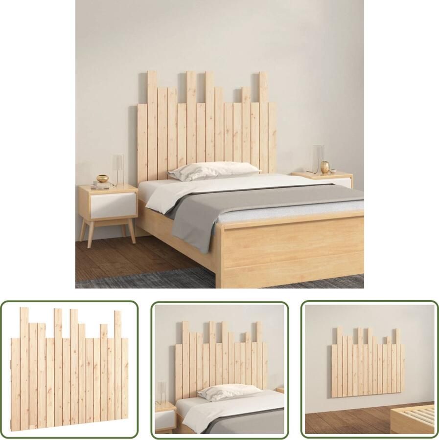 The Living Store Wandhoofdbord Massief Grenenhout 95.5 x 3 x 80 cm Klassiek design Wandlamp Hoofdbord Vintage Meubels Landelijk Interieur Kamerdecoratie