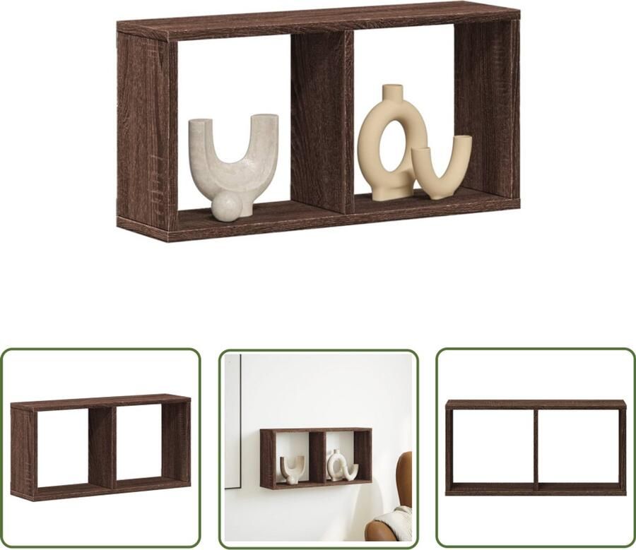The Living Store Wandkast 60x16x30 cm bewerkt hout bruin eikenkleur Wandkast Houten Kast Opbergkast Zwevende Kast Badkamerkast
