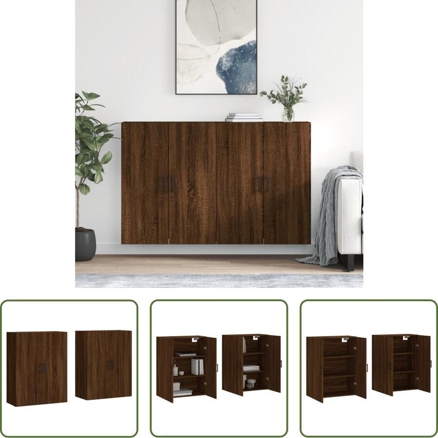 The Living Store Wandkast Bruineiken Wandmeubel 69.5 x 34 x 90 cm Duurzaam materiaal