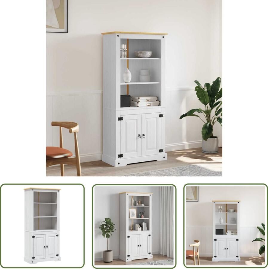 The Living Store Wandkast Corona Massief Grenenhout 80x40x170 cm Rustieke Mexicaanse stijl Houten Wandkast Corona Stijl Grenoble Hout Vintage Kast Mexicaanse Interieur - Foto 2