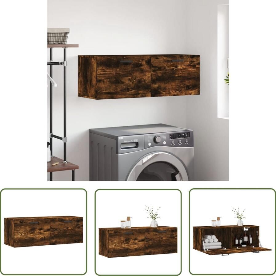The Living Store Wandkast Gerookt Eiken 100 x 36.5 x 35 cm Duurzaam bewerkt hout
