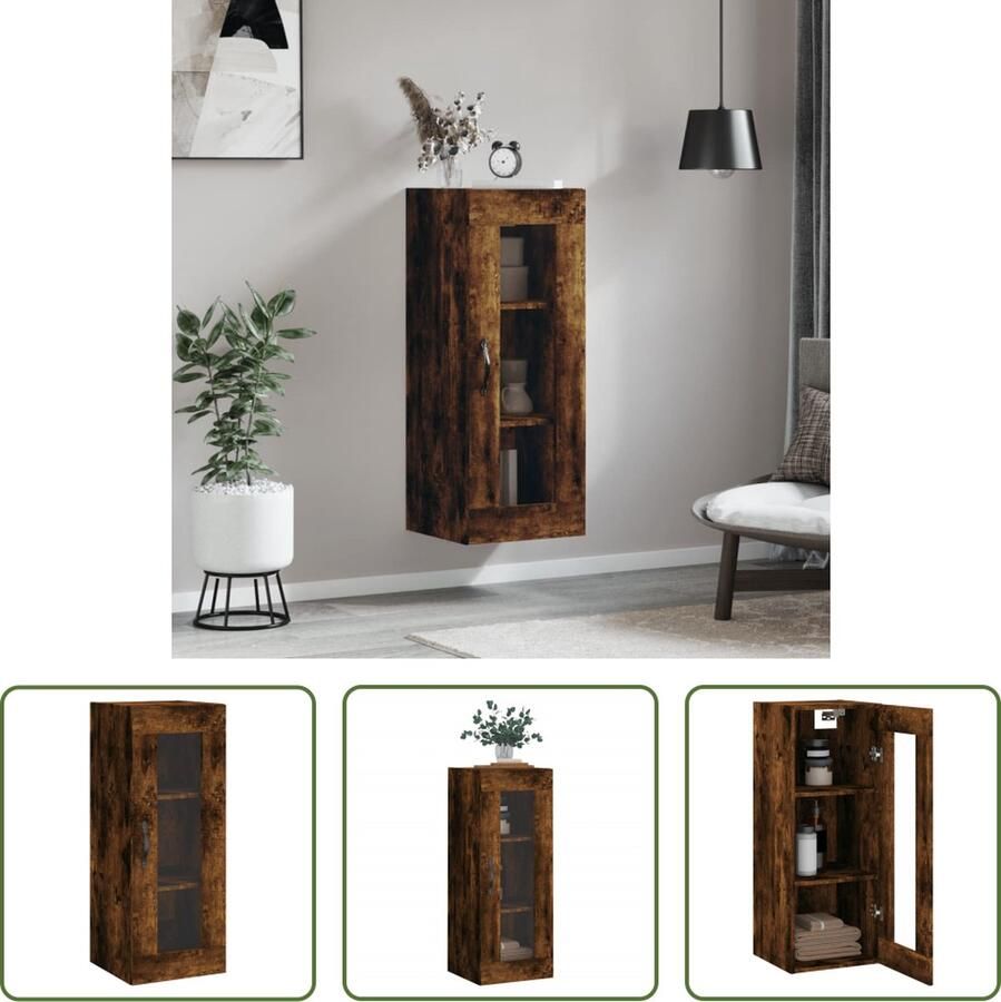 The Living Store Hangkast 34 5x34x90 cm gerookt eikenkleurig Wandkast Houten Kast Opbergkast Hangkast Keukenopstelling