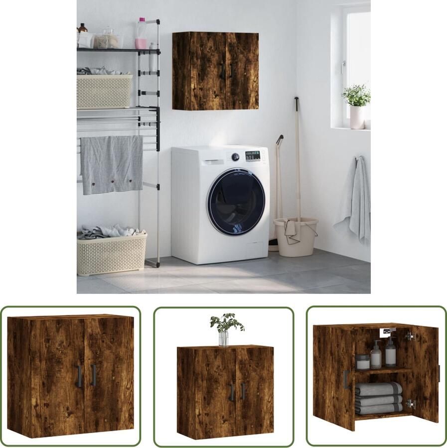 The Living Store Wandkast Gerookt Eiken Zwevend 60 x 31 x 60 cm Duurzaam hout Opbergruimte Wandgemonteerd Displayfunctie Montage vereist Wandkast Opbergkast Houten Kast Zwevende Kast Displaykast - Foto 3