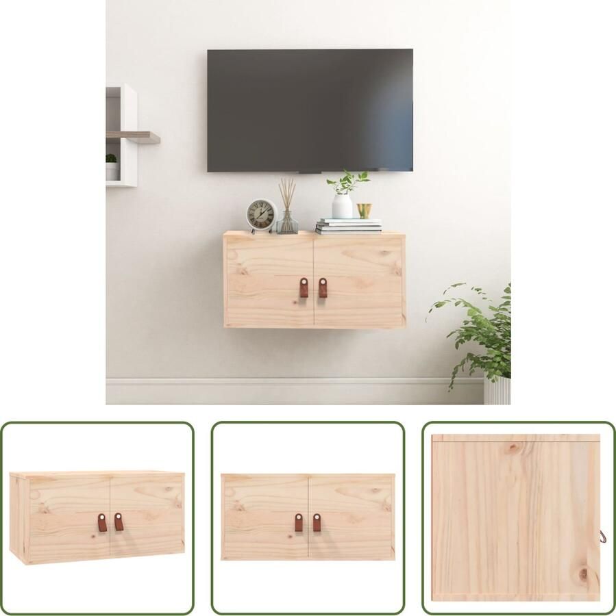 The Living Store Wandkast 60x30x30 cm massief grenenhout Wandkast Grenenhouten Kast Opbergkast Hangkast Vintage Kast