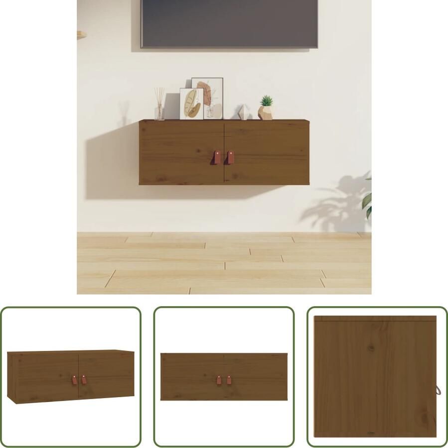 The Living Store Wandkast Honeycomb 80x30x30 cm Massief grenenhout