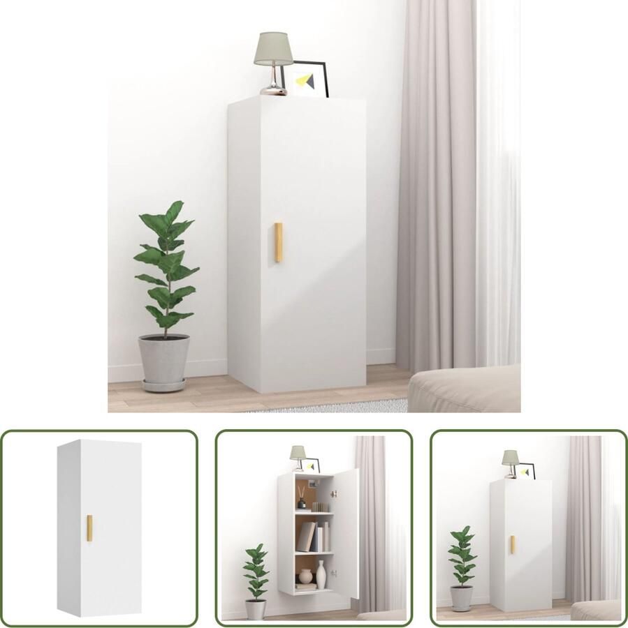 The Living Store Wandkast naam Voor opbergen en decoratie 34.5 x 34 x 90 cm Stevig en vochtbestendig
