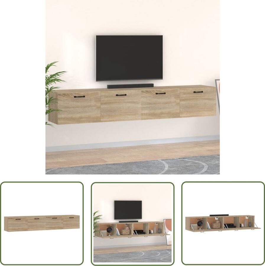 The Living Store Wandkast Sonoma Eiken 100 x 36.5 x 35 cm (B x D x H) 2 vakken - Foto 2