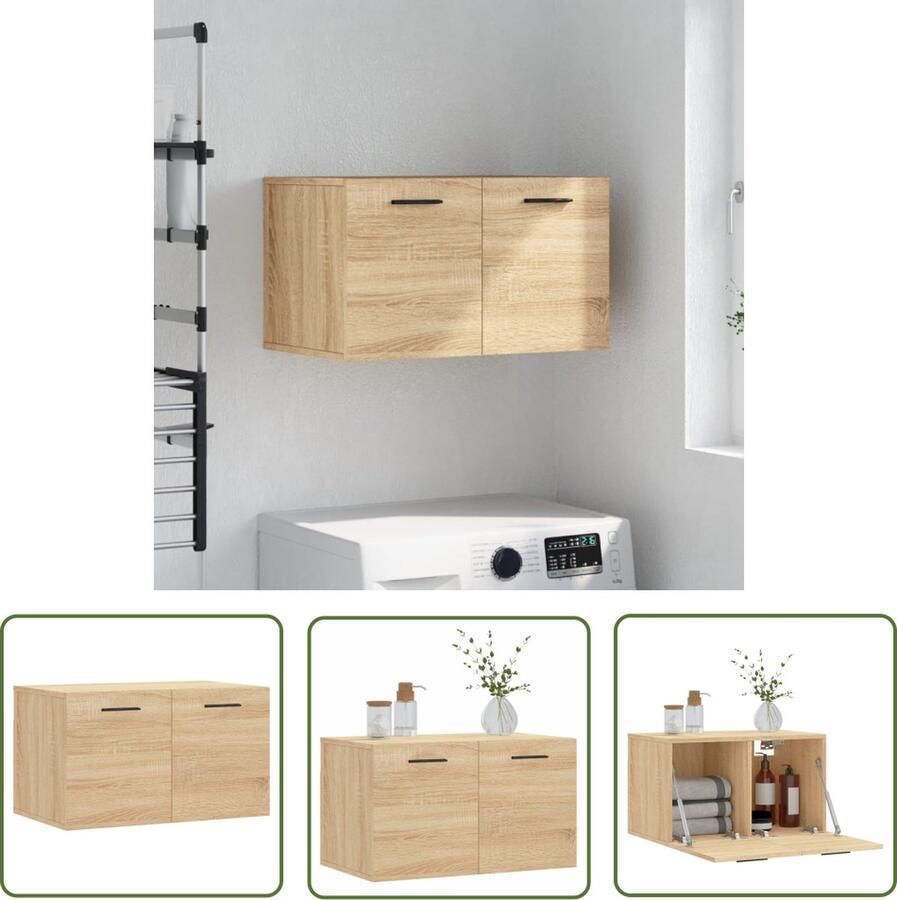 The Living Store Wandkast Sonoma Eiken Zwevende Kast 60x36.5x35 cm Duurzaam Hout - Foto 3