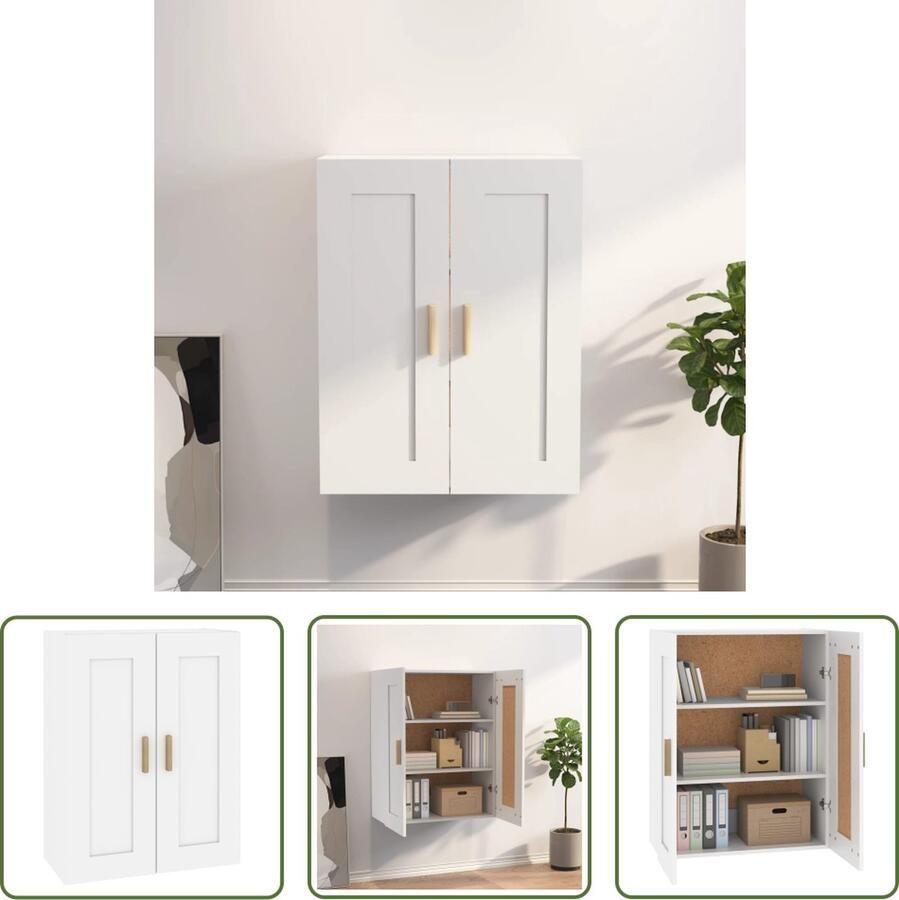 The Living Store Wandkast 69 5x32 5x90 cm bewerkt hout wit Wandkast Houten Wandkast Zwevende Kast Bergruimte Opslagmogelijkheden