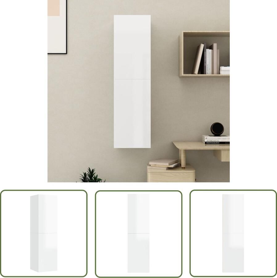 The Living Store Wandmeubel Hangende televisiekast hoogglans wit spaanplaat 30.5 x 30 x 110 cm (B x D x H) Tv-meubel Wandmeubel Televisiecase Houten Tv-standaard Tv-kast - Foto 2