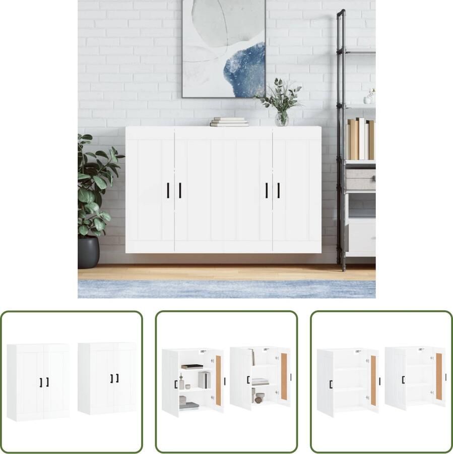 The Living Store Wandmeubel Opbergkast 69.5 x 34 x 90 cm Hoogglans Wit