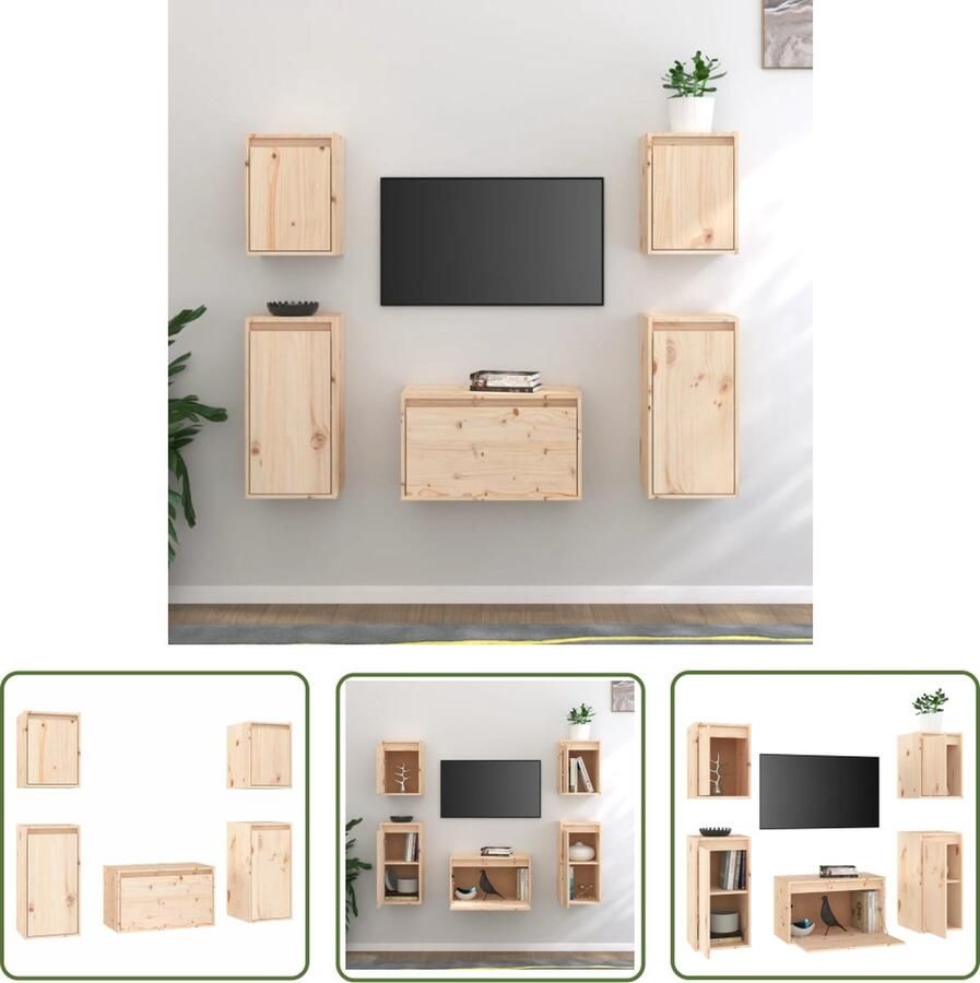 The Living Store Wandmeubelen Televisiekasten Massief grenenhout Montage vereist Tv Kast Houten Tv Meubel Grenoblehouten Tv Kast Wandmeubel Opbergruimte - Foto 3