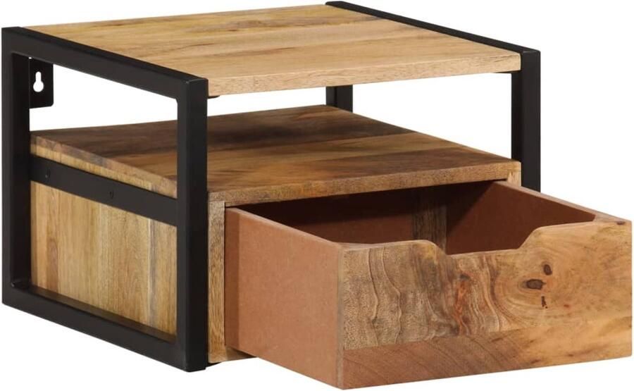 The Living Store Nachtkastje wandgemonteerd 35x35x25 cm massief acaciahout Wandlamp Nachtlamp Houten Kast Badkamermeubilair Slaapkamervloer - Foto 2