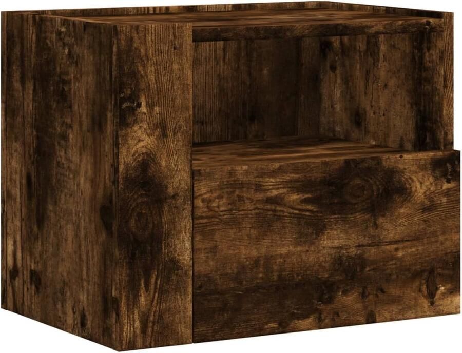 The Living Store Nachtkastjes 2 st wandgemonteerd 45x30x35 cm gerookt eikenkleur Wandgemonteerd Nachtkastje Wandgemonteerde Nachtkastjes Bijzettafel Wandkastje - Foto 2