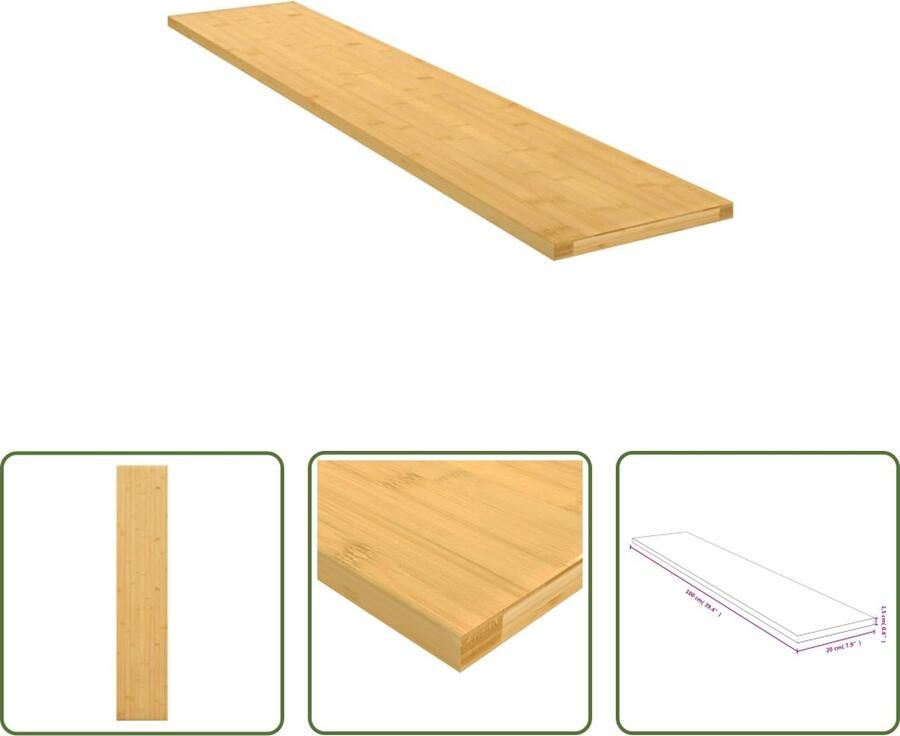 The Living Store Wandschap 100x20x1 5 cm bamboe Wandplank Bamboewandplank Opbergplankje Woonaccessoires Rustic Style