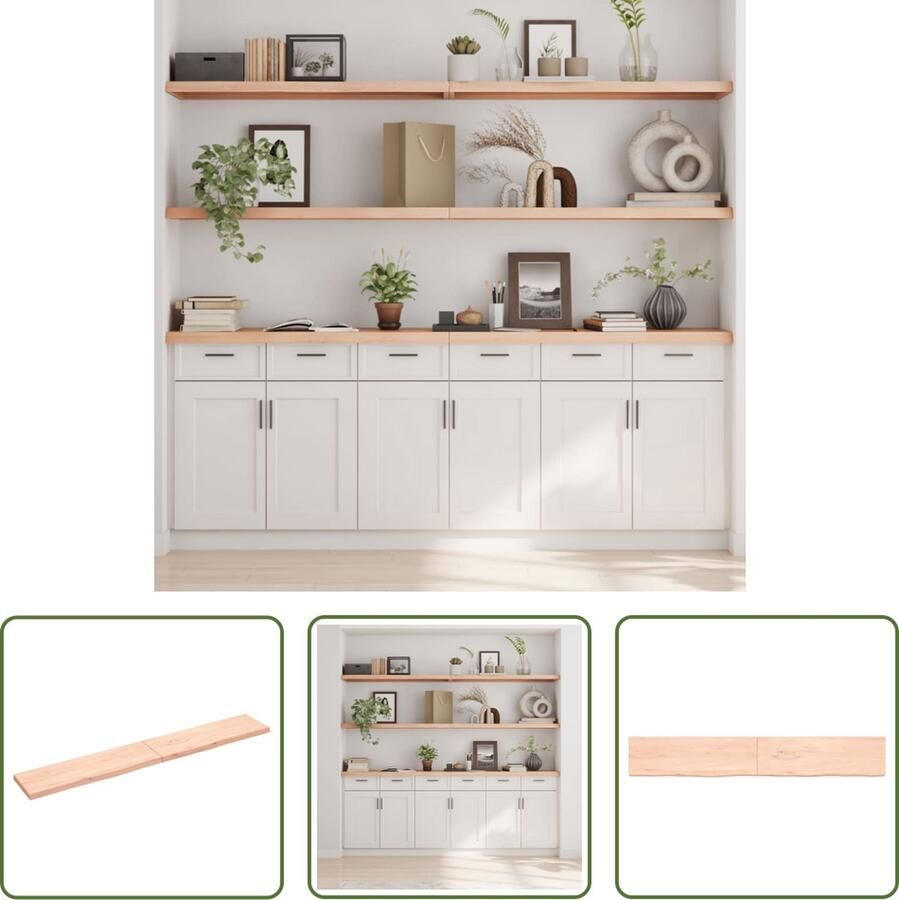 The Living Store Wandplank Massief Eikenhout 200 x 30 x 4 cm Rustieke stijl