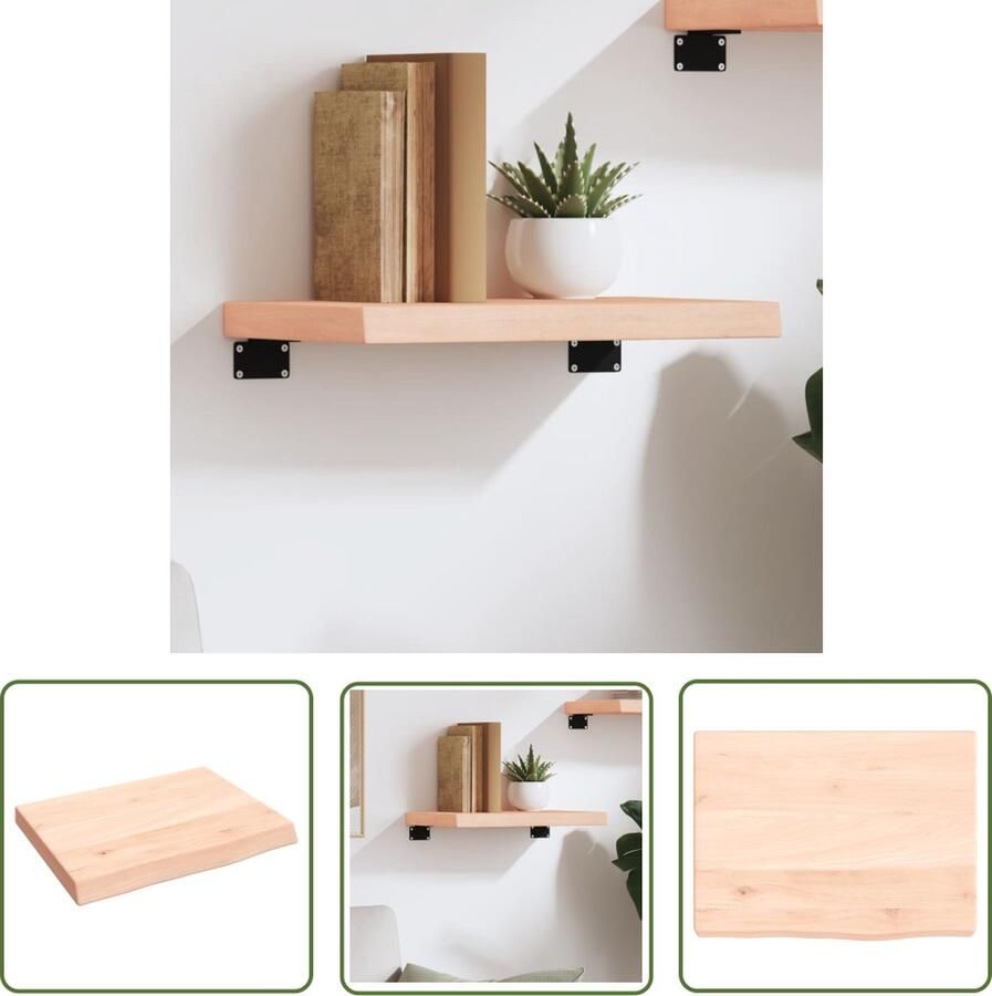 VidaXL Houten Wandplank Wanddecoratie Wandschap 40x30x(2-4) cm onbehandeld massief eikenhout Eikenhouten Wandrek Vintage Wandplank Industriële Wandplank