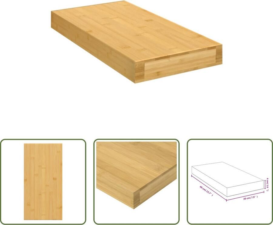 VidaXL Wanddecoratie Bamboewandplankje Wandschap 40x20x4 cm bamboe Opbergwandplank Houten Wandrek Minimalistisch Wonen - Foto 2
