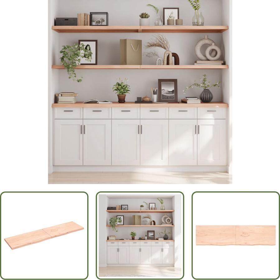 The Living Store Wandplank Rustiek Massief Eikenhout 200 x 50 x 4 cm Draagvermogen 40 kg