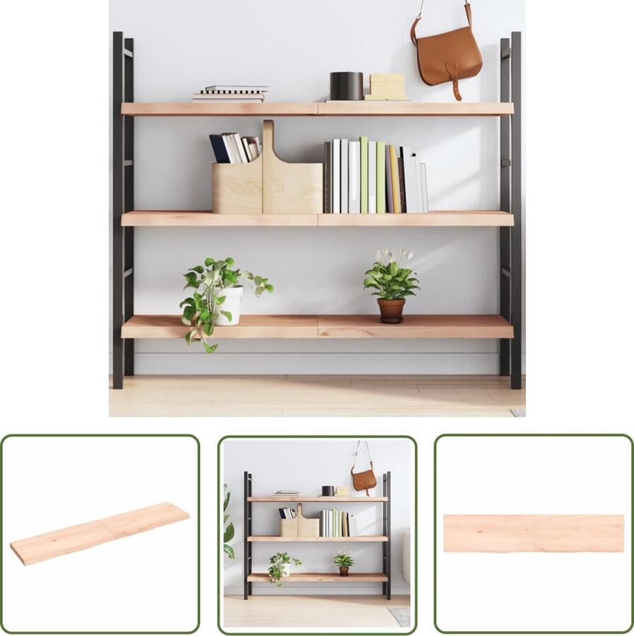 The Living Store Wandplank Rustieke Stijl Massief Eikenhout 140 x 30 x 4 cm Draagvermogen 20 kg