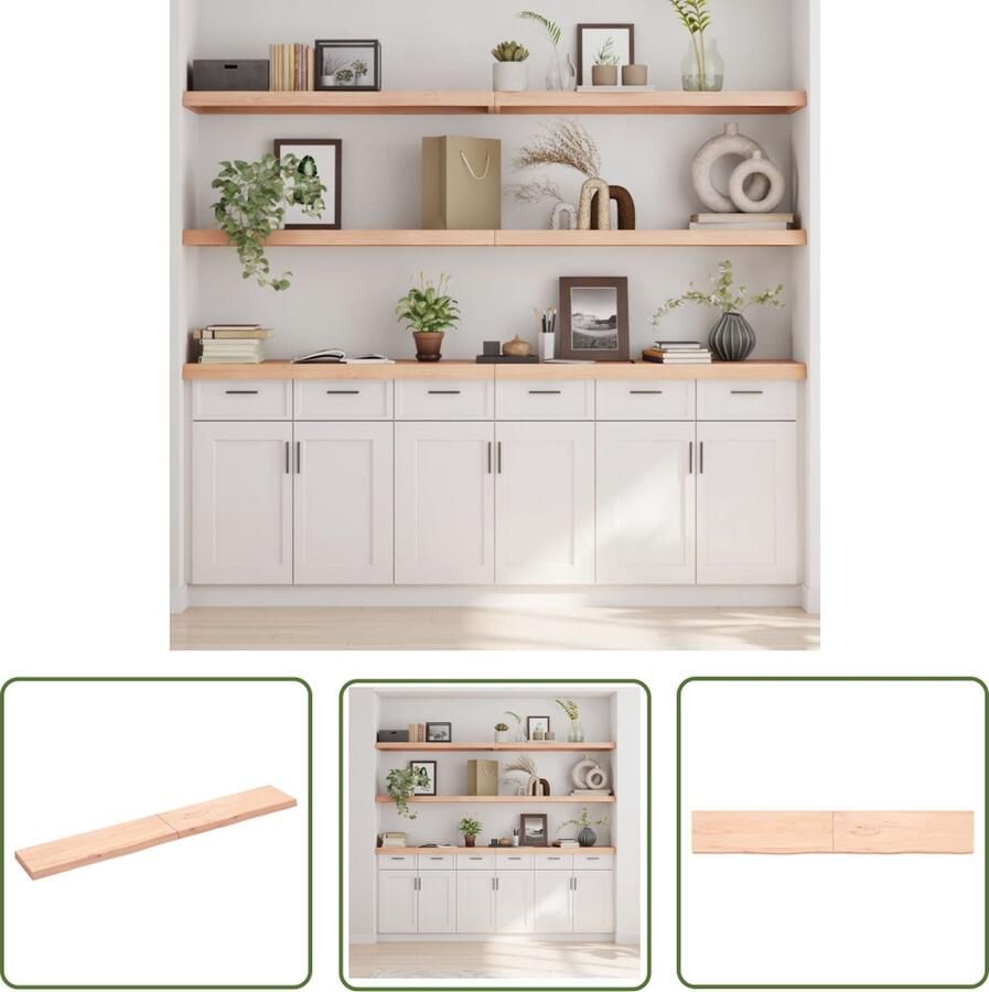 The Living Store Wandplank Rustieke stijl Massief eikenhout 200 x 30 x 6 cm Natuurlijke rand