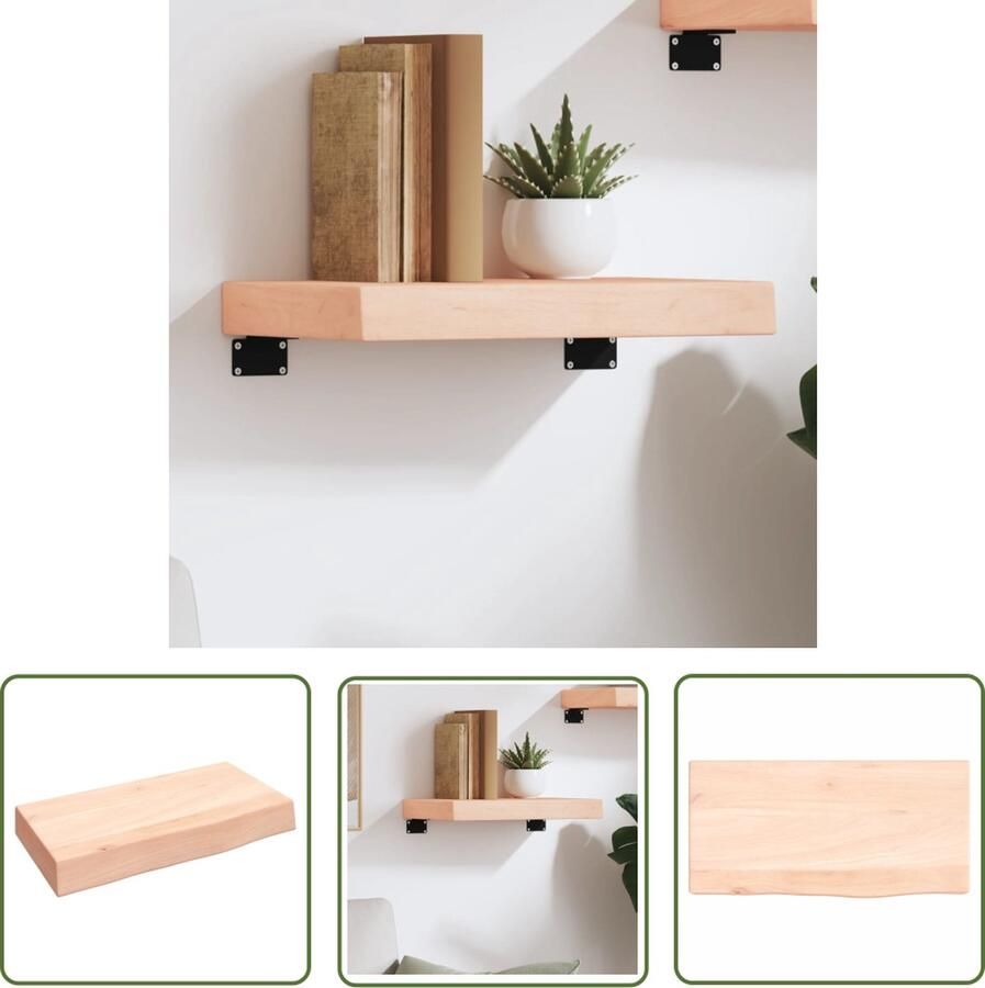 VidaXL Houten Wandplankje Wanddecoratie Wandschap 40x20x6 cm onbehandeld massief eikenhout Eikenhouten Plank Vintage Wandrek Rustic Wandopstelling