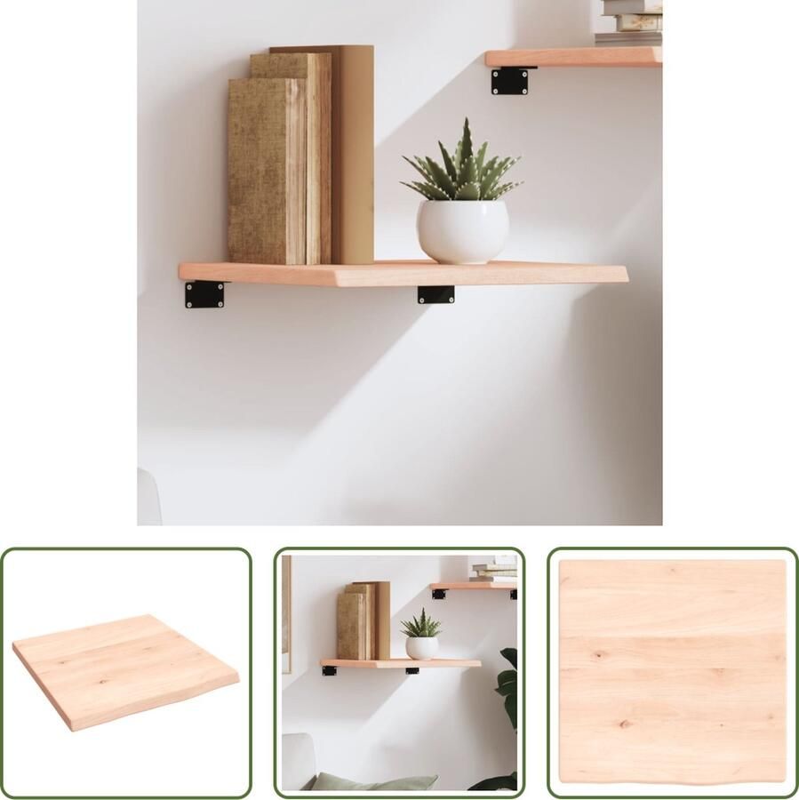 The Living Store Wandplank Rustieke Stijl Massief Eikenhout 40 x 40 x 2 cm Draagvermogen 20 kg