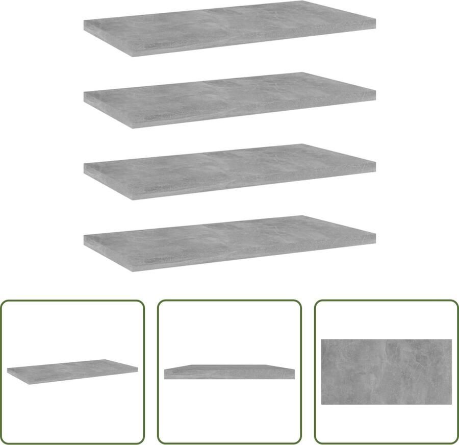 The Living Store Wandschappen 4 st 40x20x1 5 cm bewerkt hout betongrijs Wandplank Opbergruimte Houten Plank Betonnen Look Woondecoratie