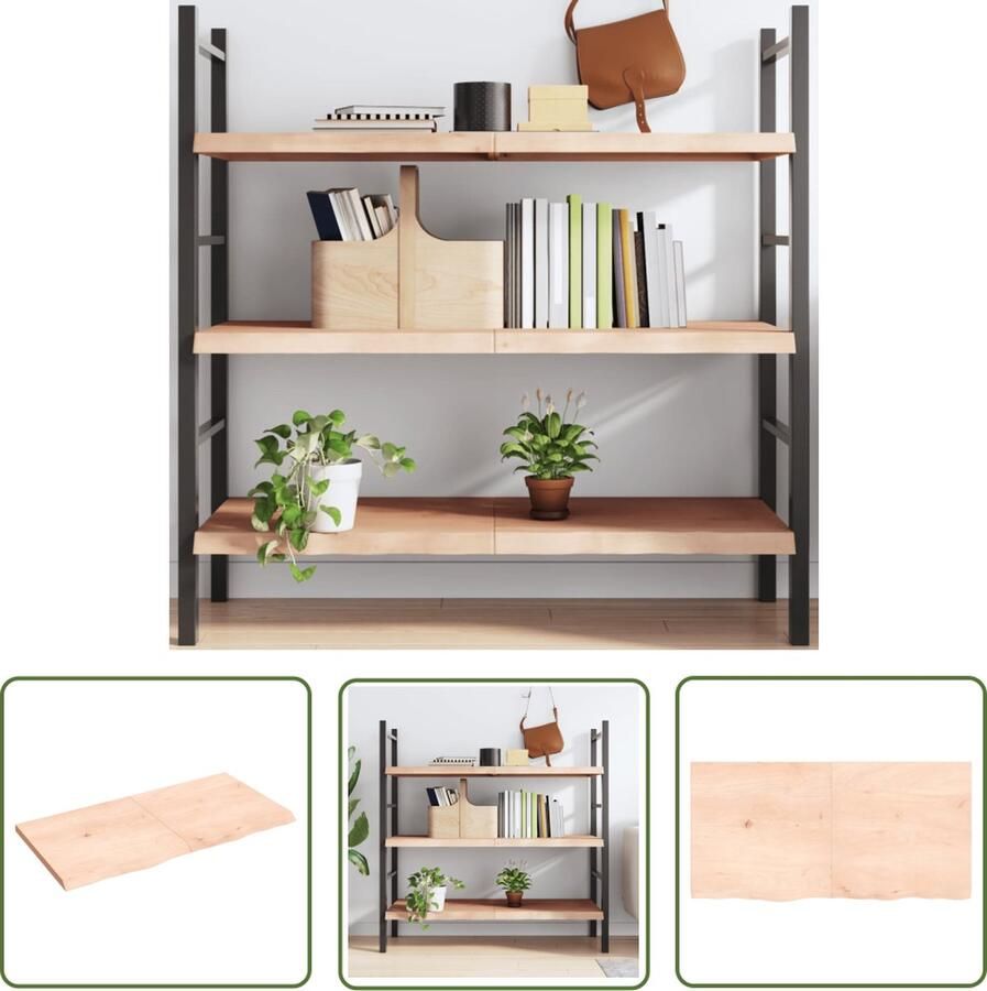 VidaXL Houten Wandplank Wandplankje Wandschap 120x60x(2-4) cm onbehandeld massief eikenhout Eikenhouten Wandplank Vintage Wandplank Industriële Wandplank