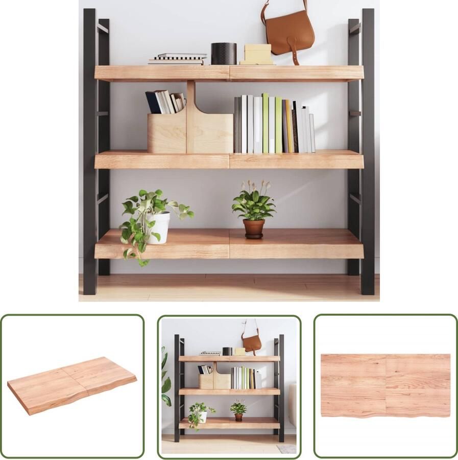 VidaXL Houtschaap Wanddecoratie Wandschap 120x60x(2-6)cm behandeld massief eikenhout lichtbruin Eikenhouten Wandplanken Vintage Interieur Landelijke Woonaccessoires