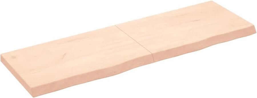 The Living Store Wandschap 160x50x(2-6) cm onbehandeld massief eikenhout Wandplankje Houten Plank Eikenhouten Wandplank Vintage Wandplank Rustic Wandplank