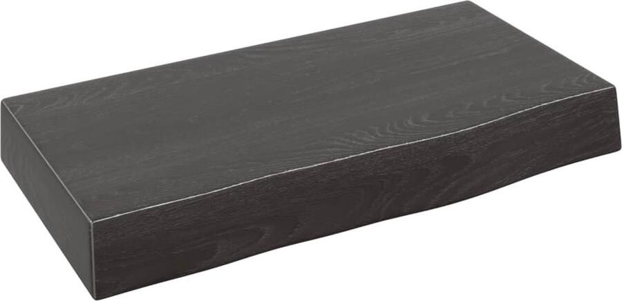 The Living Store Wandschap 40x20x6 cm behandeld massief eikenhout donkerbruin Wandplank Houten Plank Eikenhouten Wandplank Rustic Decor Opbergruimte