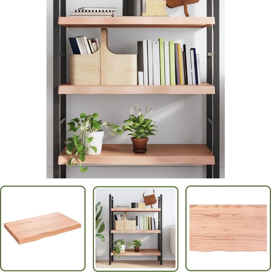 The Living Store Wandschap 80x50x(2-6) cm behandeld massief eikenhout lichtbruin Wandplanken Eikenhouten Plank Rustic Style Opslagruimte Woonaccessoires